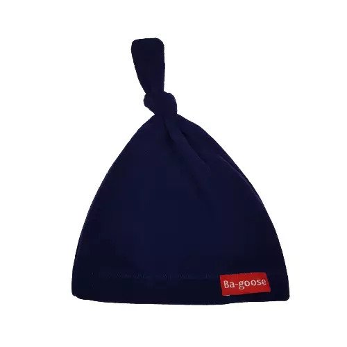navy baby fleece top knot hat