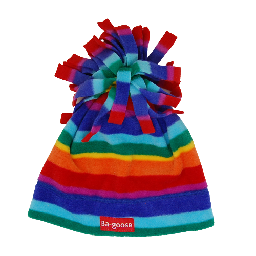 rainbow-fringe fleece-hat