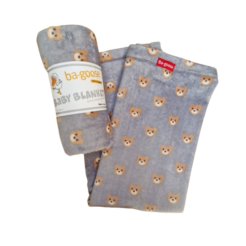 Grey bear cuddle fleece baby blanket 