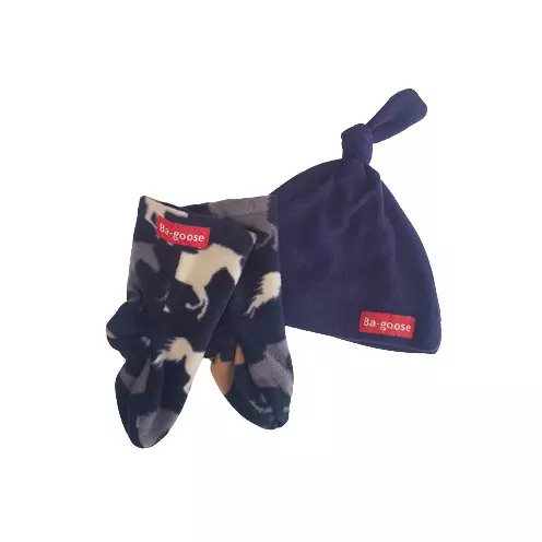 baby gift of hat and fleece sling socks