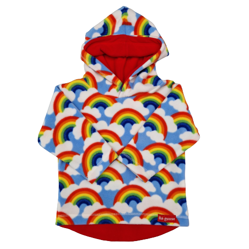 kids rainbow and clouds fleece hoodie/bagoose clothing