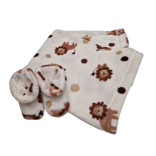 lion cuddle fleece blanket and bootie
