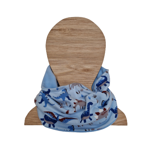 kids Blue dinosaur fleece lined snood