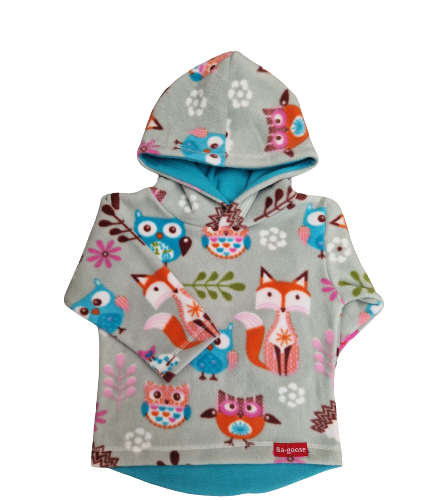 Owls, foxes and forest friends fleece hoodie by Bagoose