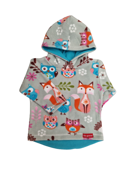 Owls, foxes and forest friends fleece hoodie by Bagoose