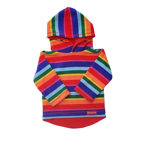 bright rainbow strip fleece hoodie