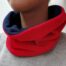 red and navy fleece snood