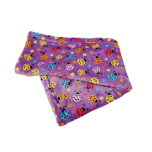 fleece baby blanket with colourful ladybirds